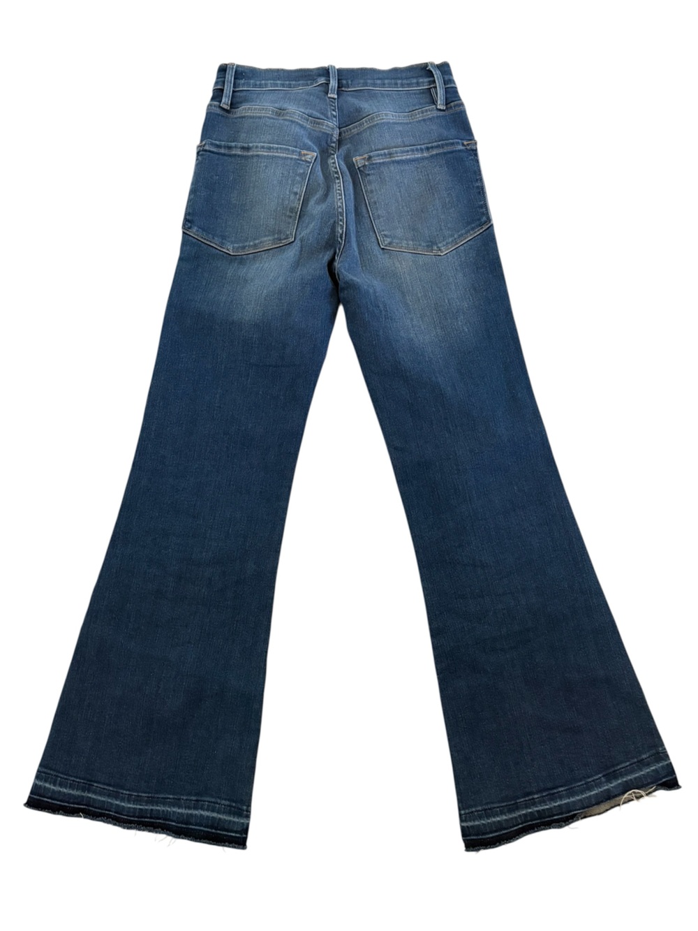 FRAME Le Crop Flare Raw Hem High Rise Jeans (Washington Circle) Medium Blue 24 - Picture 2 of 5